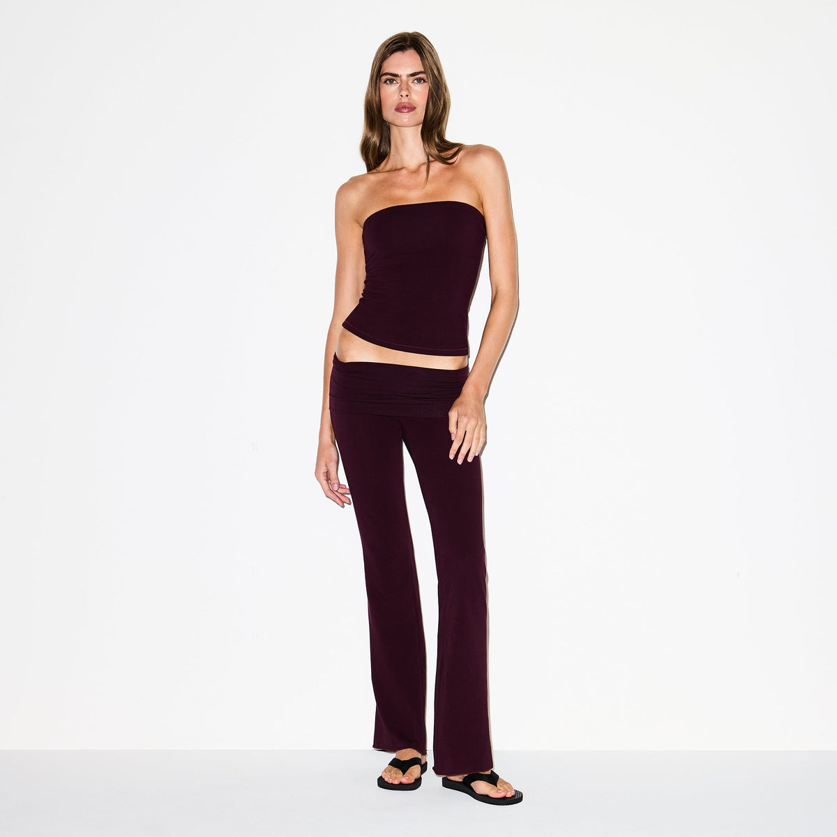 COTTON JERSEY FOLDOVER PANT | CURRANT