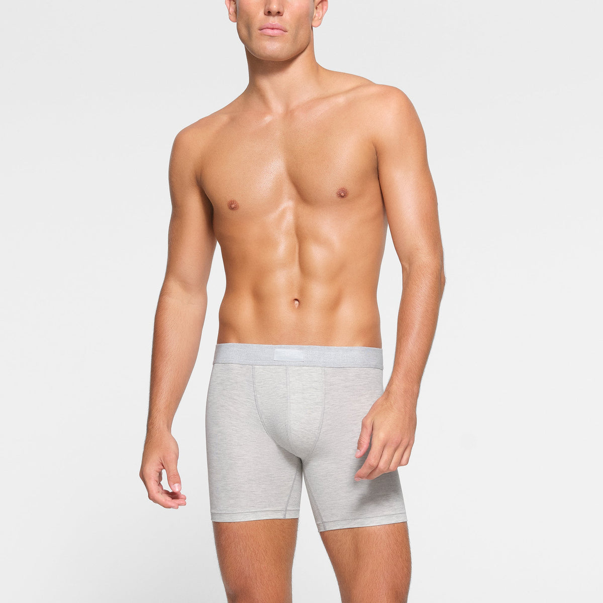SKIMS COTTON MENS 5" BOXER BRIEF | LIGHT HEATHER GREY