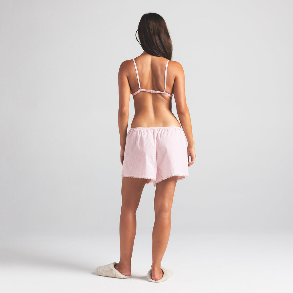COTTON POPLIN SLEEP SHORT | CHERRY BLOSSOM STRIPE