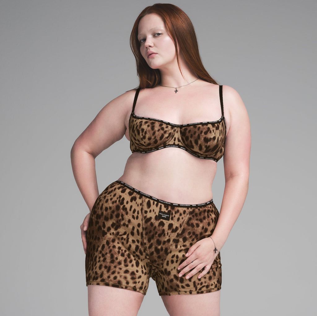 DOLCE&GABBANA X SKIMS COTTON RIB BOXER | LEOPARD