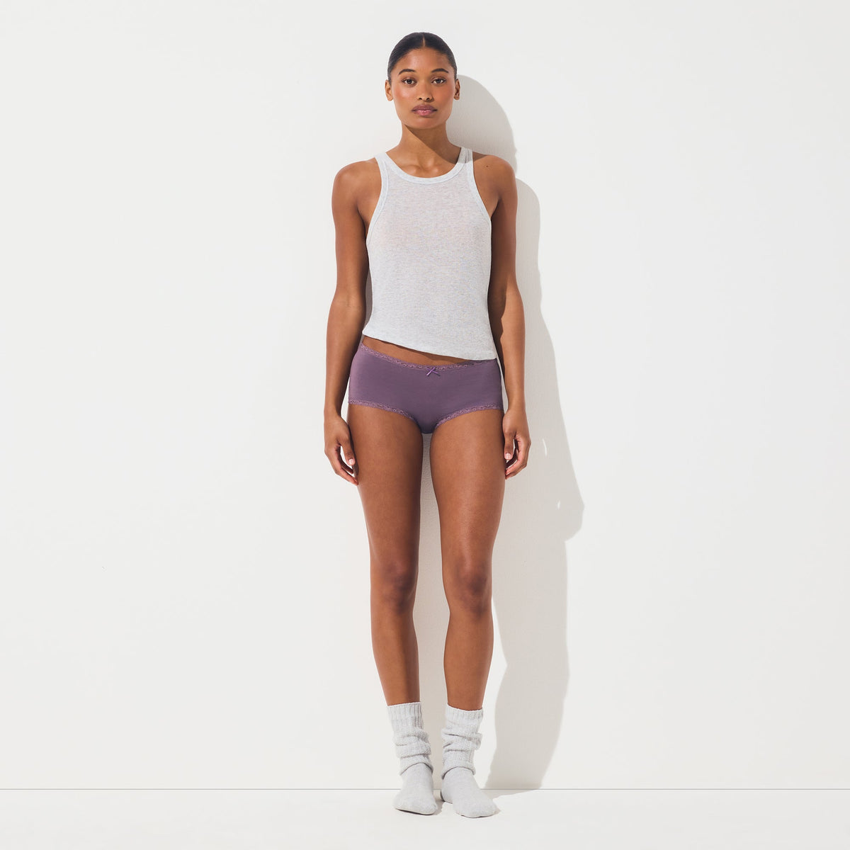 LIGHTWEIGHT COTTON LACE BOY SHORT | FIG TONAL