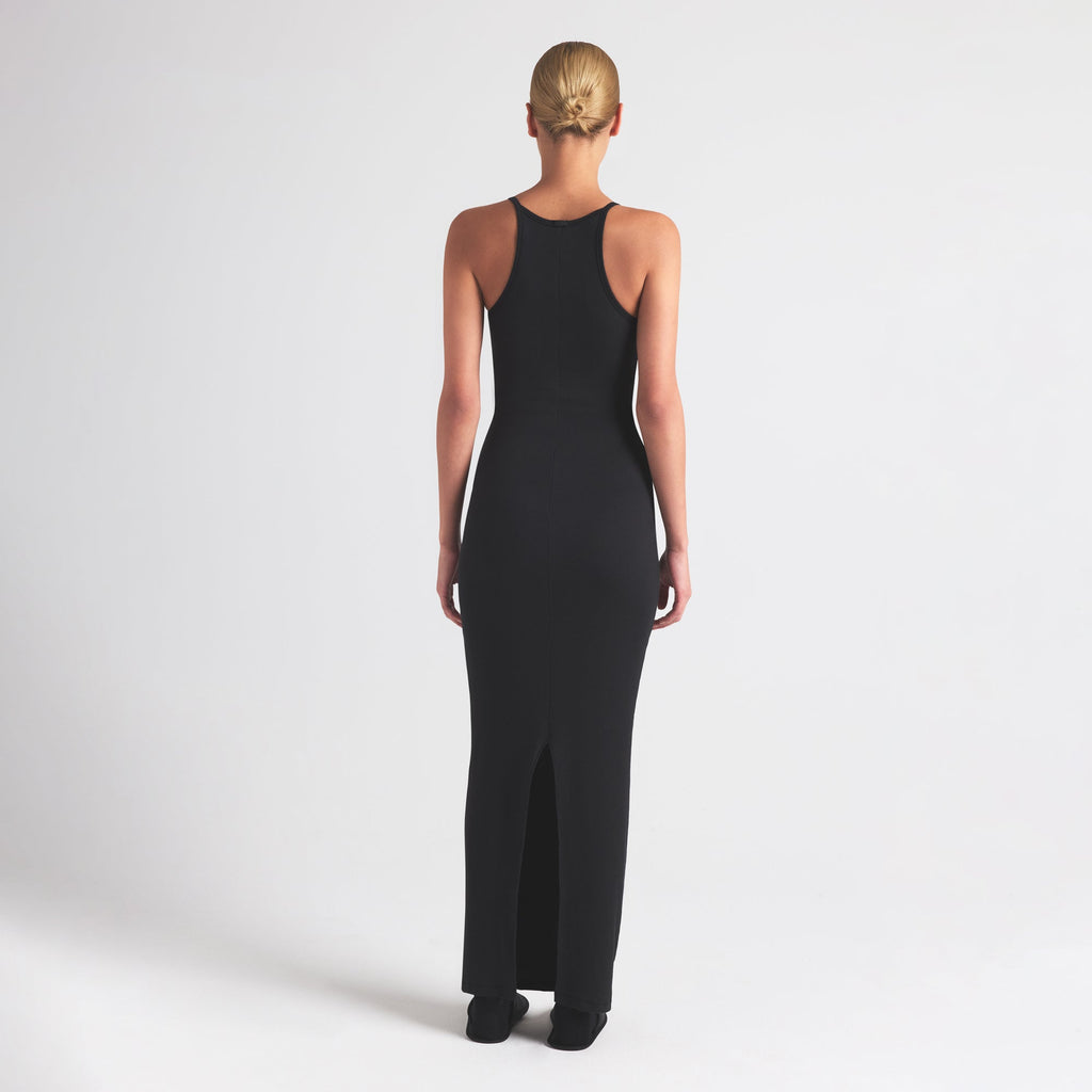 COTTON RIB LONG CAMI DRESS | SOOT