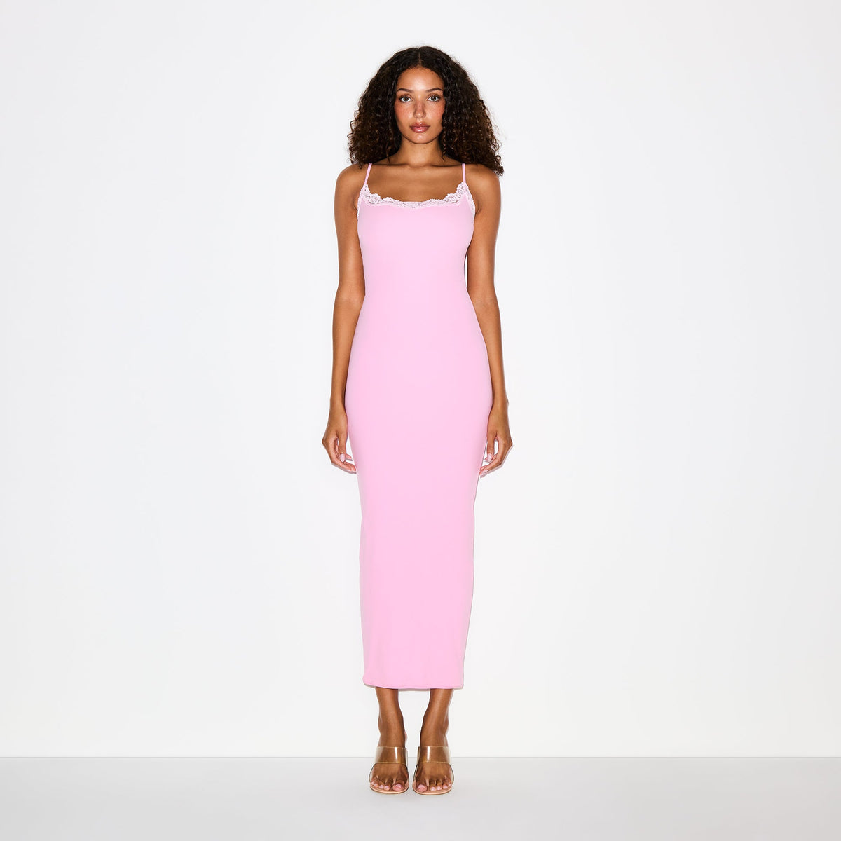 FITS EVERYBODY LACE LONG SLIP DRESS | BUBBLEGUM TONAL