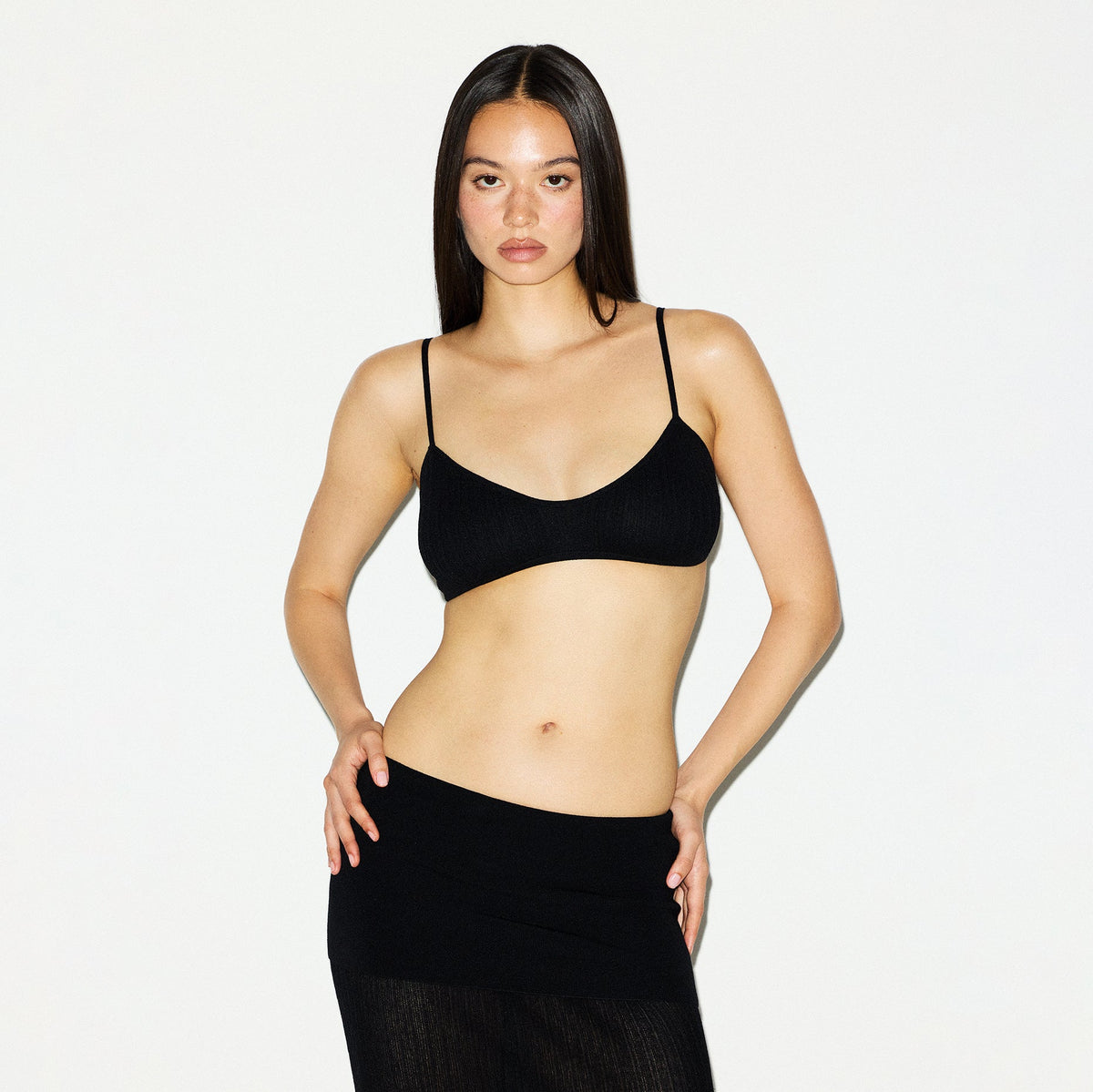 SHEER KNIT BRALETTE | ONYX