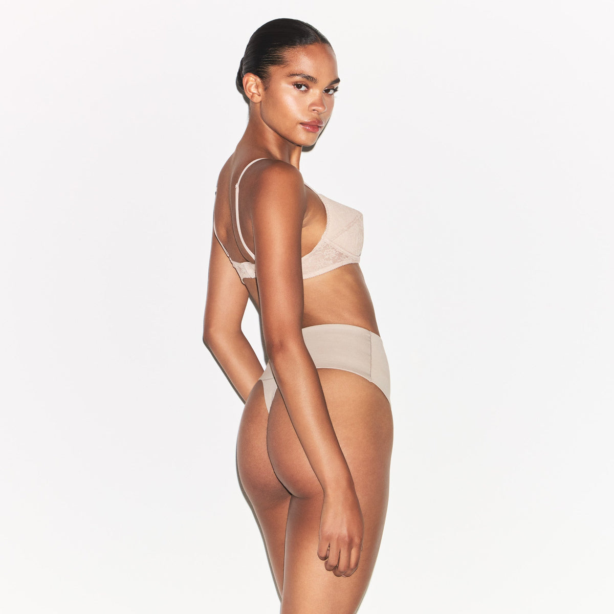 COTTON SHAPEWEAR HIGH-WAISTED THONG | LINEN