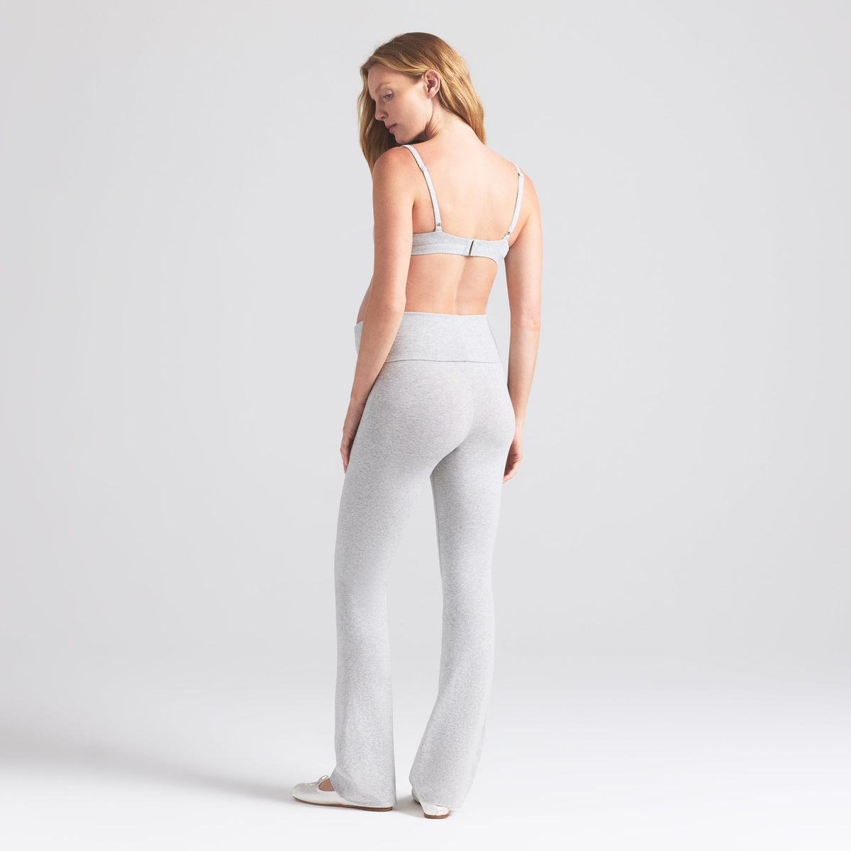 COTTON JERSEY MATERNITY FOLDOVER PANT | LIGHT HEATHER GREY