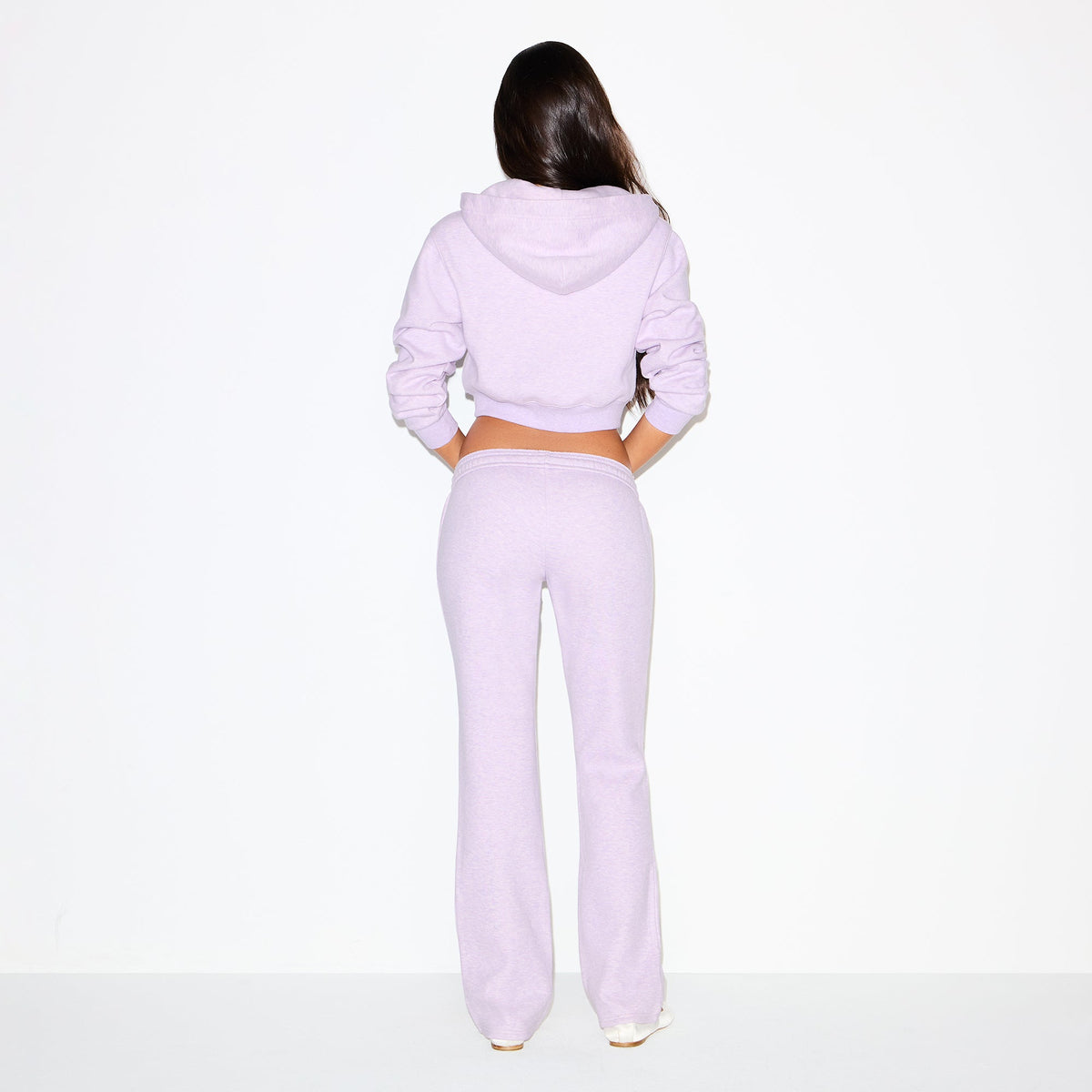 COTTON FLEECE LOW RISE SLIM PANT | PURPLE HEATHER
