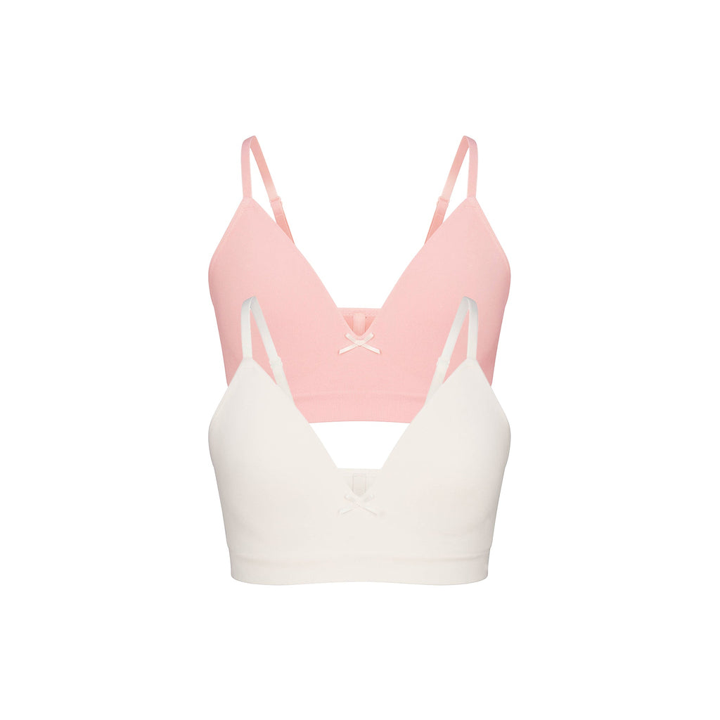 COTTON SEAMLESS JUNIORS TRAINING BRA 2-PACK | MARBLE AND BALLET