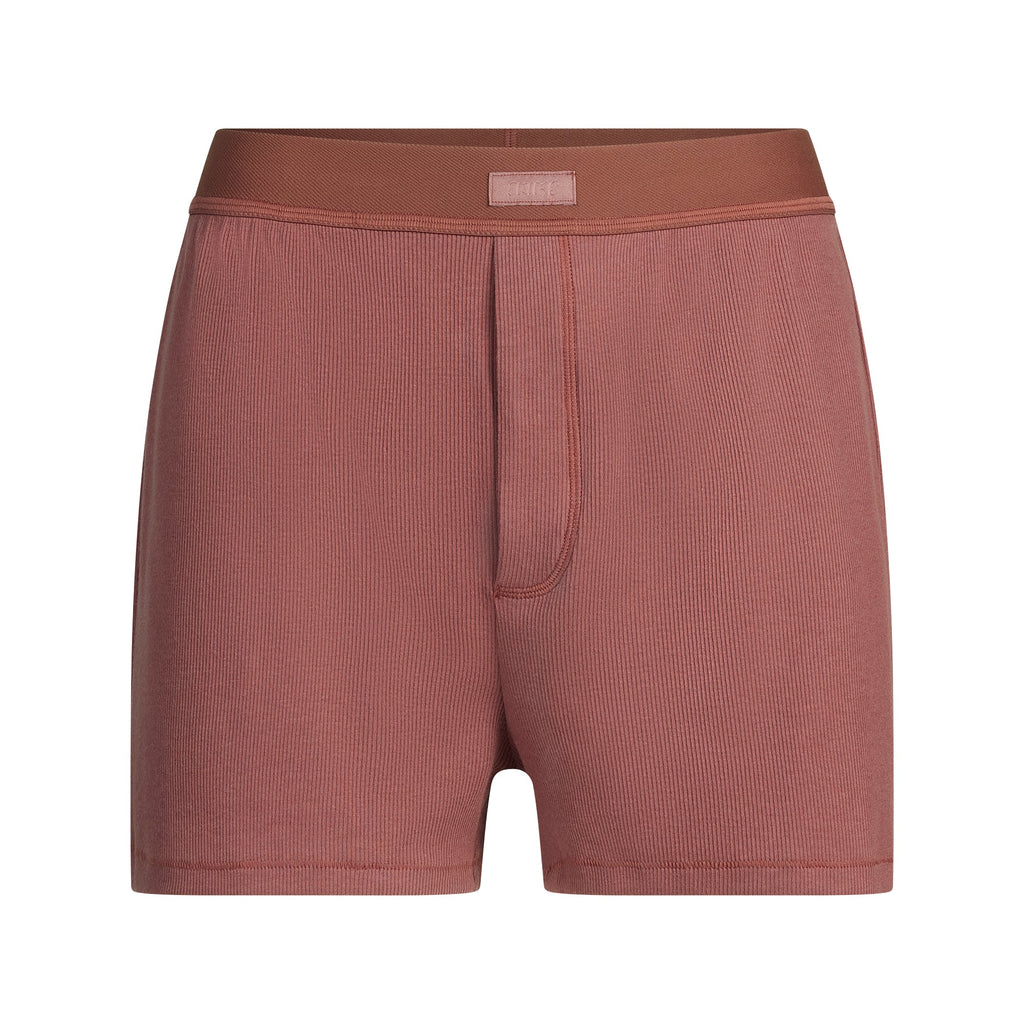 COTTON RIB LOOSE BOXER | REDWOOD