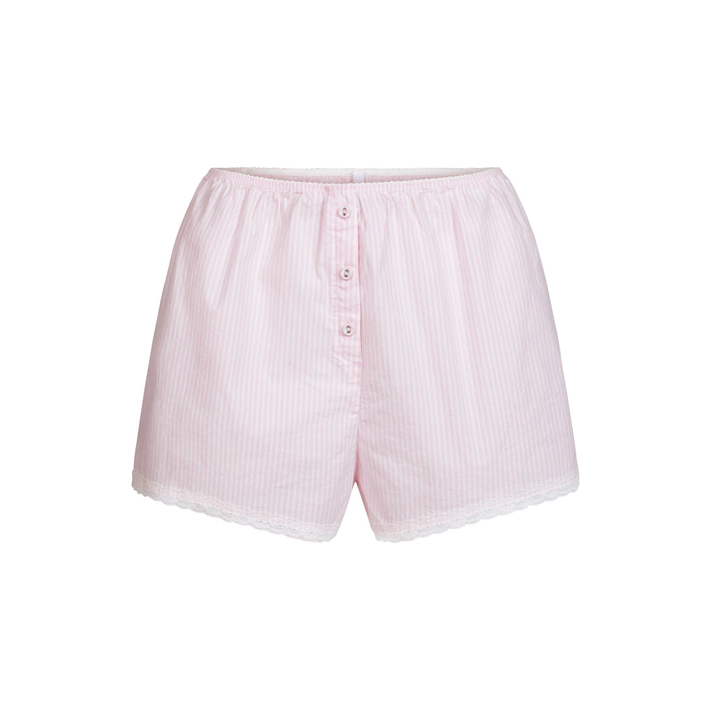 COTTON POPLIN SLEEP SHORT | CHERRY BLOSSOM STRIPE
