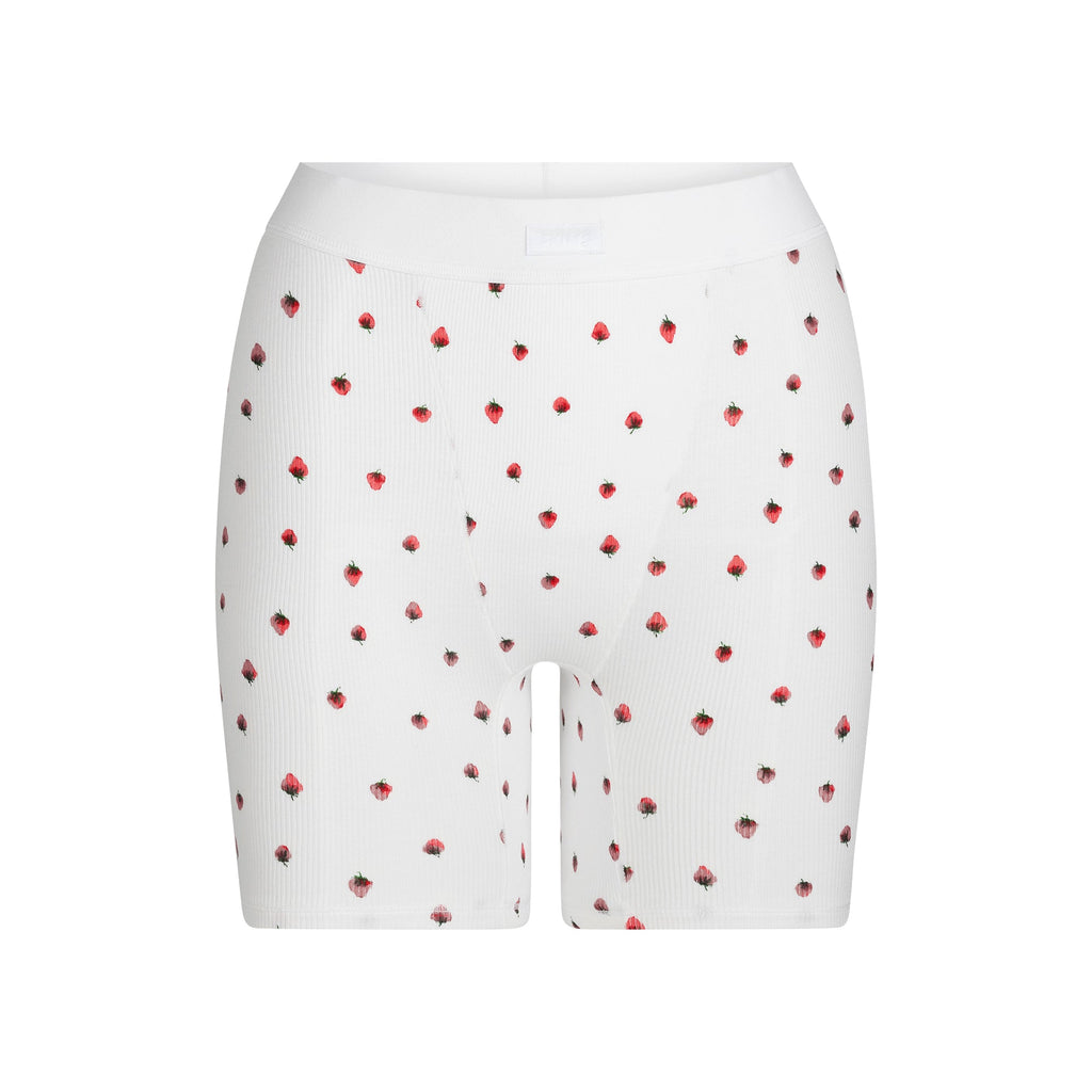 COTTON RIB BOXER | SNOW STRAWBERRY PRINT