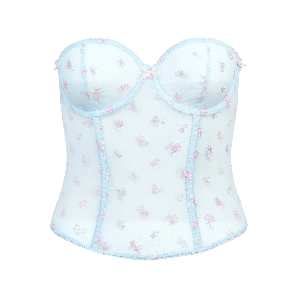 SPRING INTIMATES CORSET | POWDER BLUE MULTI TULLE
