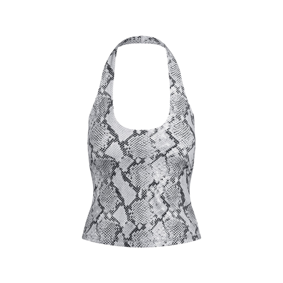 CLING MATTE HALTER TOP | CHROME SNAKESKIN PRINT