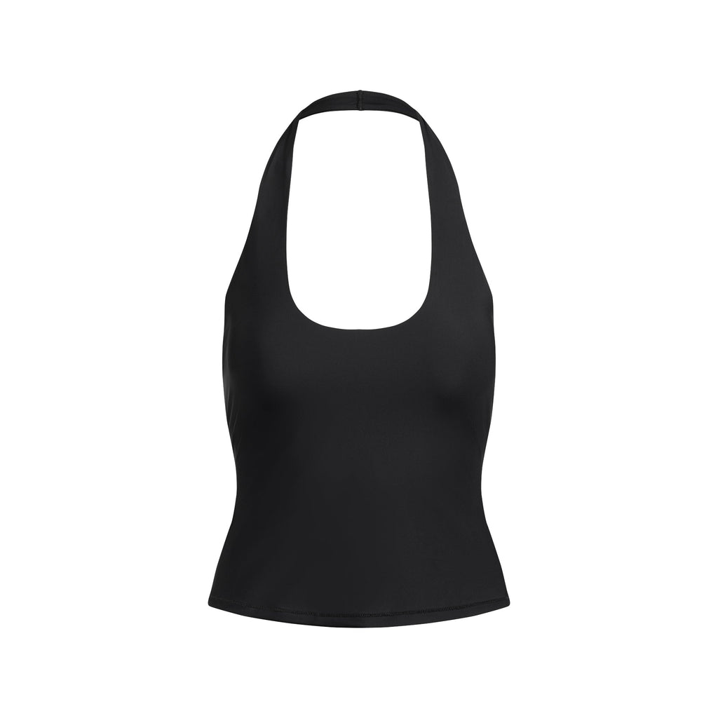 CLING MATTE HALTER TOP | OBSIDIAN