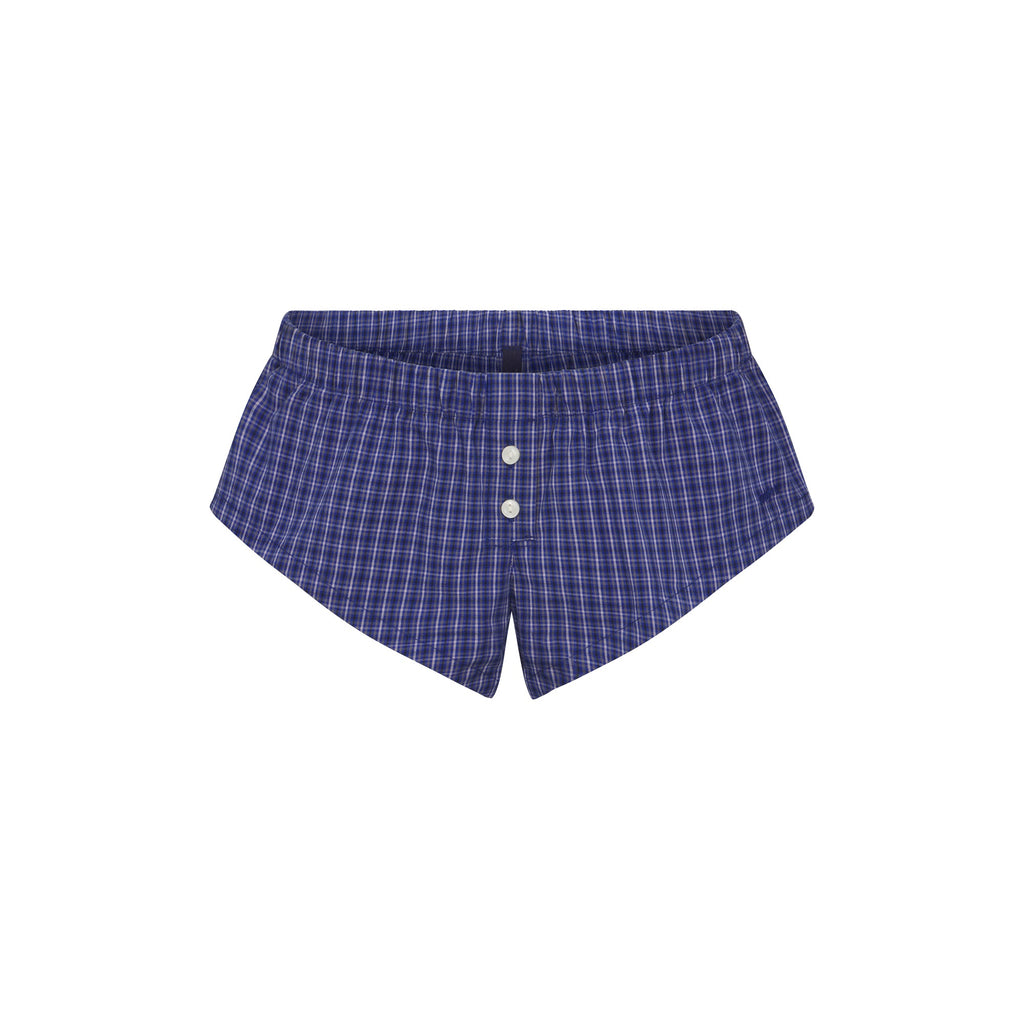 COTTON POPLIN MICRO SHORT SLEEP SET | NAVY CHECK