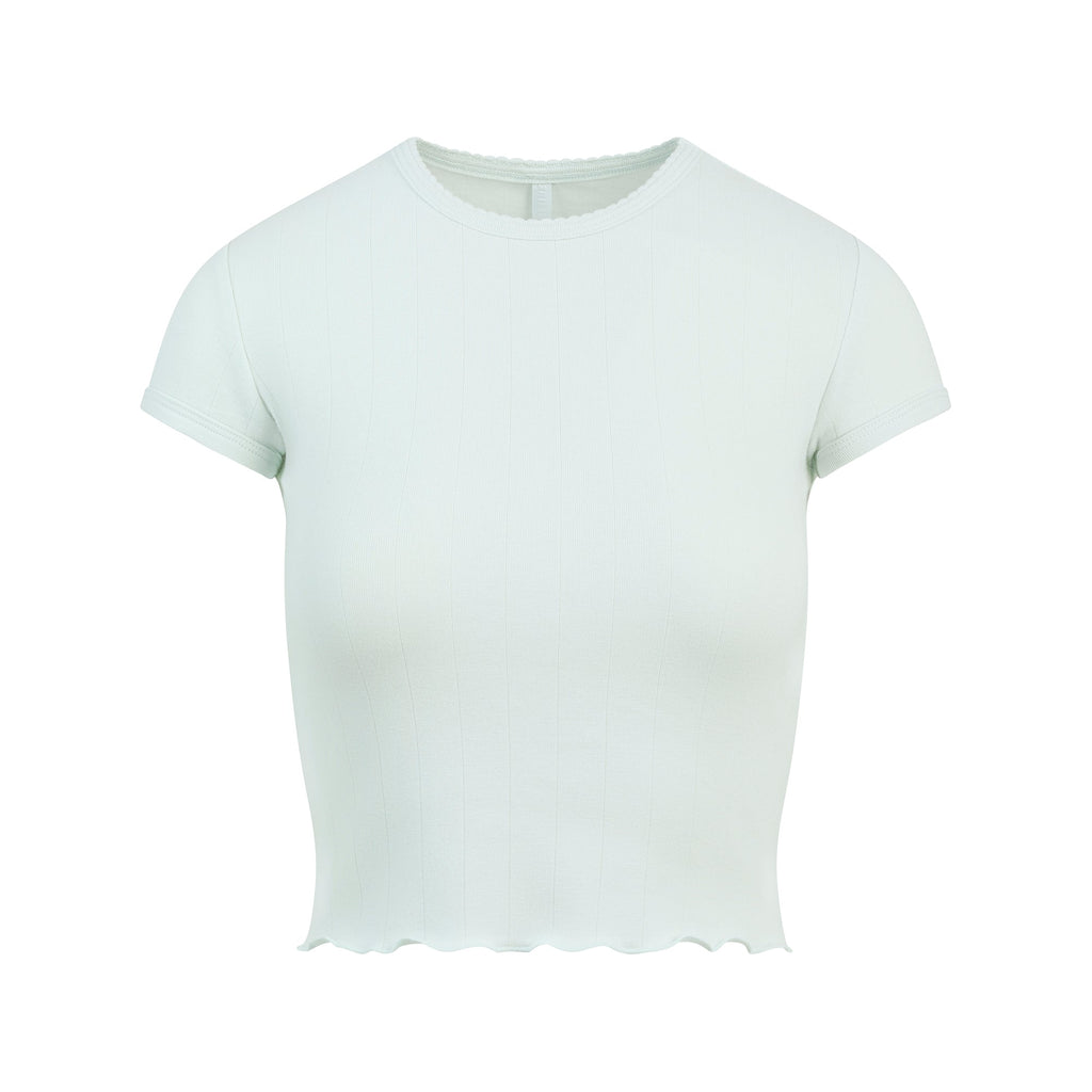 DROP NEEDLE POINTELLE BABY TEE | FROST