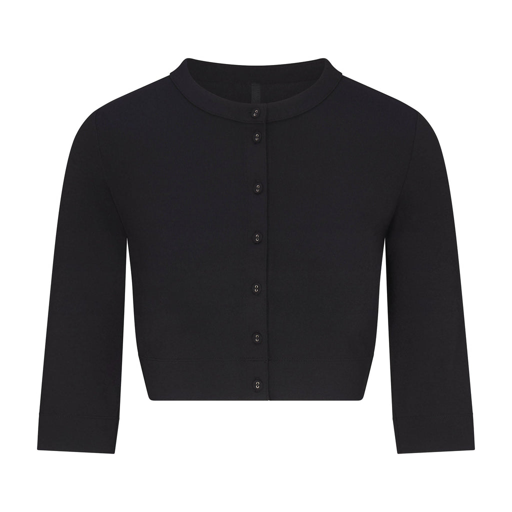 SMOOTH LAYERS CROPPED CARDIGAN | OBSIDIAN