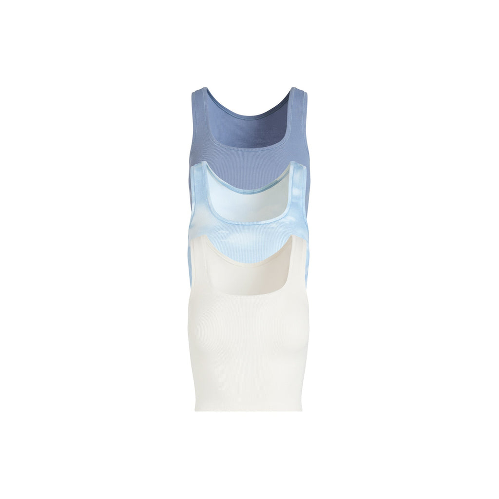 COTTON RIB TANK 3-PACK | BLUE QUARTZ CLOUD MULTI