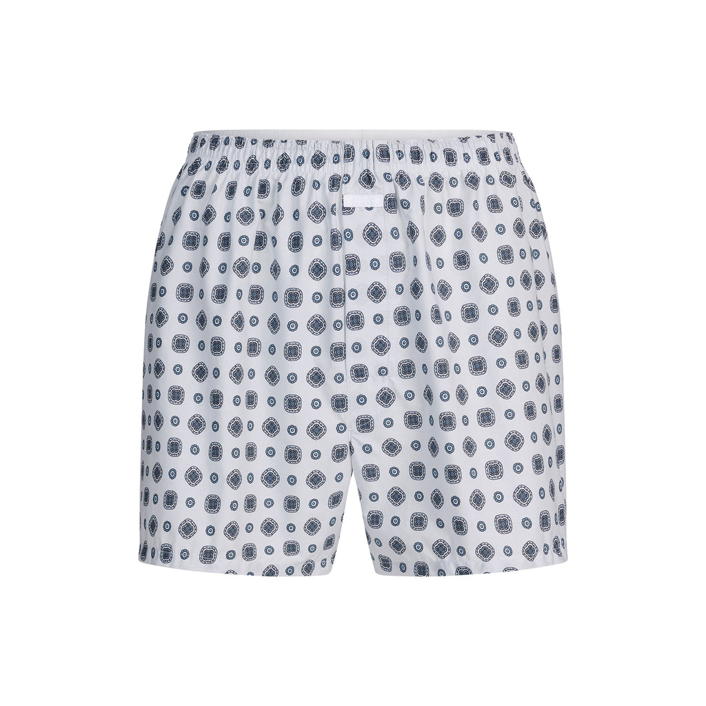 COTTON POPLIN MENS BOXER | PLATINUM FOULARD PRINT