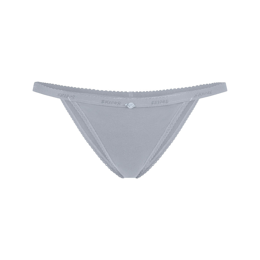 LIGHTWEIGHT COTTON LOGO PICOT STRING BIKINI | PEARL TONAL
