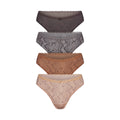 FITS EVERYBODY LACE DIPPED THONG 4-PACK | JASPER SNAKE MULTI