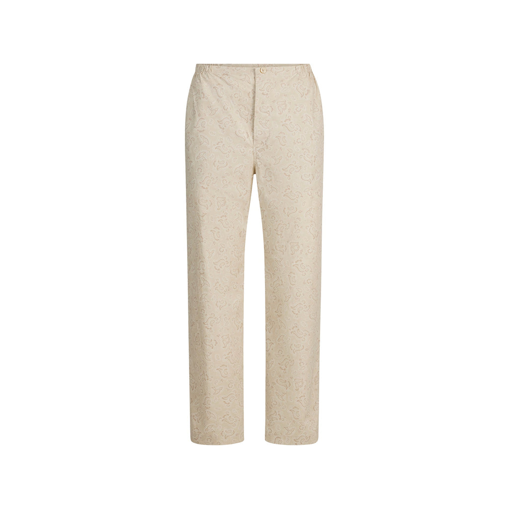 COTTON POPLIN MENS LONG SLEEP SET | TAN PAISLEY PRINT
