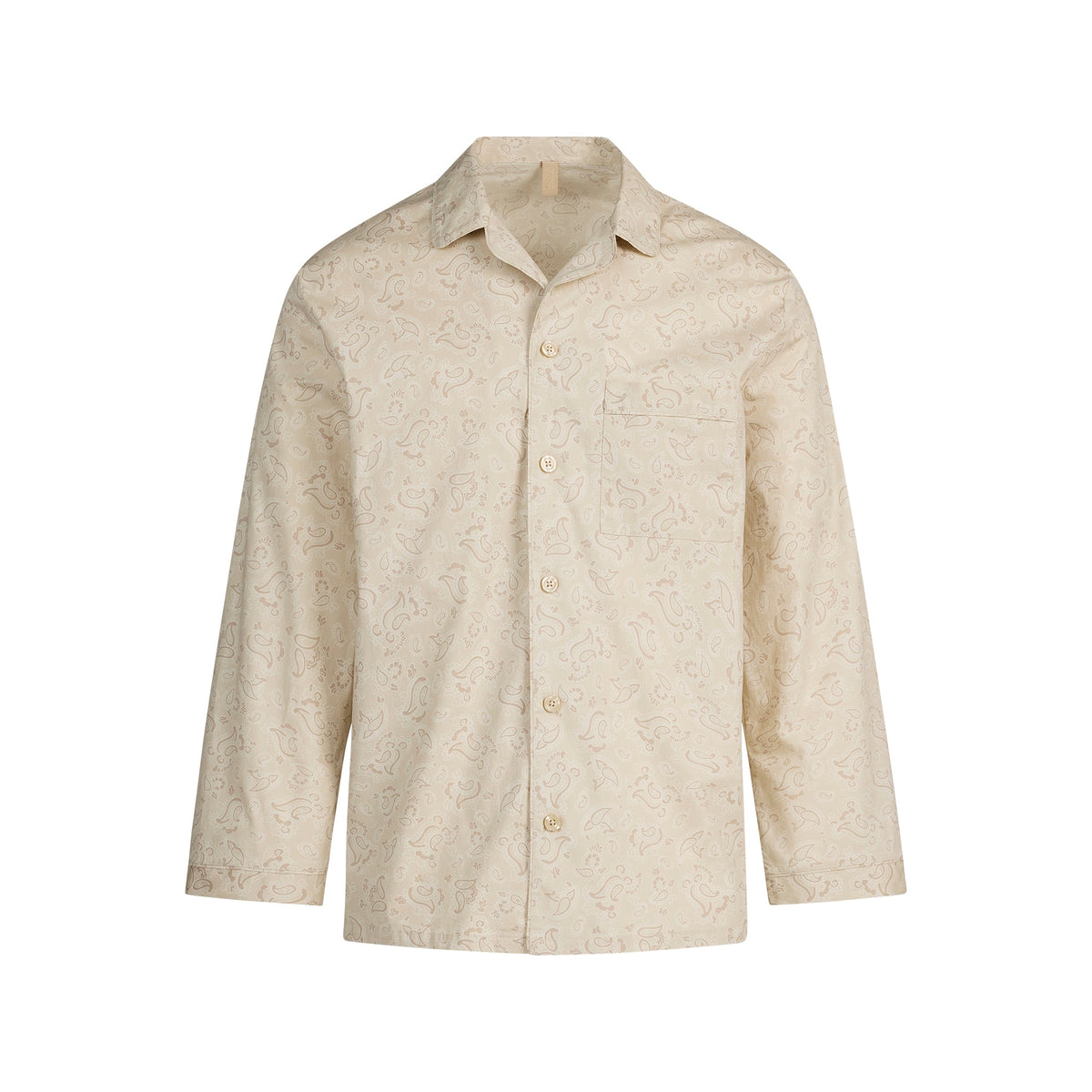 COTTON POPLIN MENS LONG SLEEP SET | TAN PAISLEY PRINT