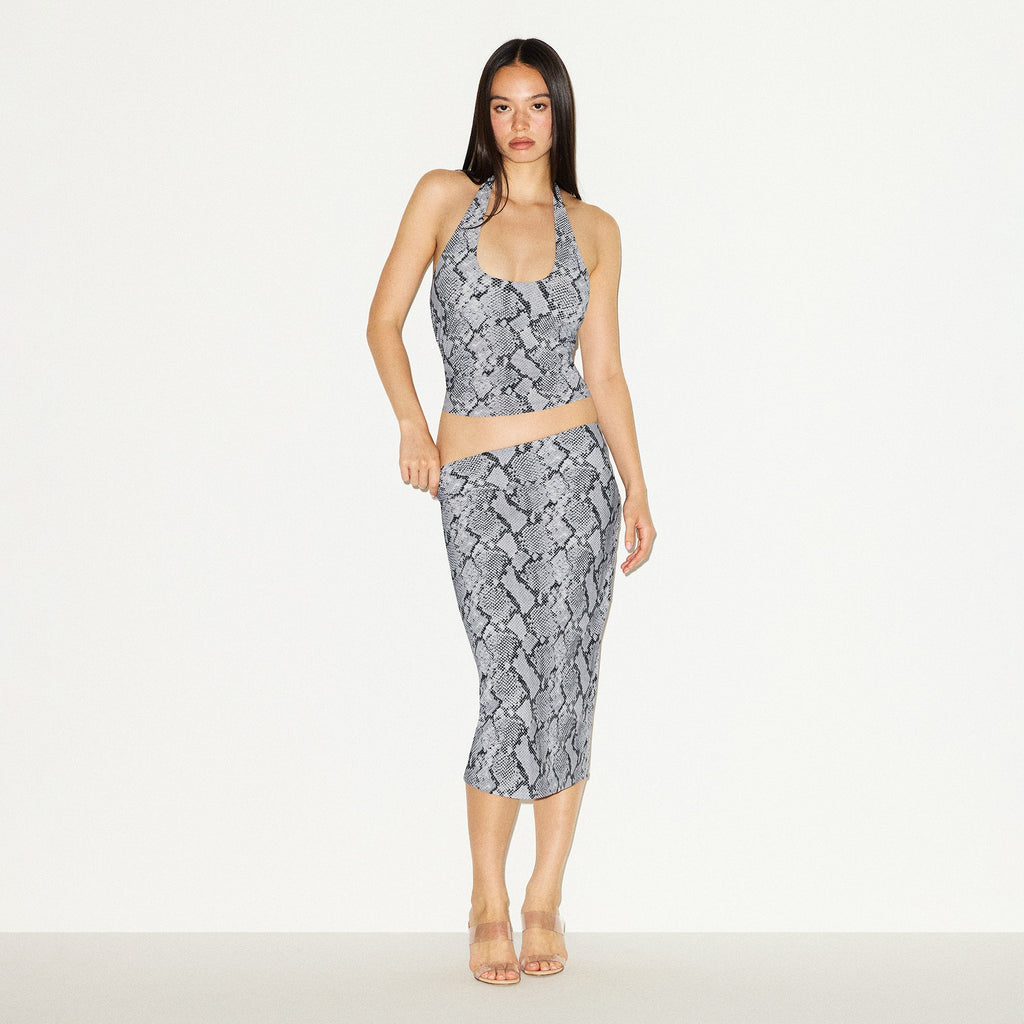 CLING MATTE HALTER TOP | CHROME SNAKESKIN PRINT