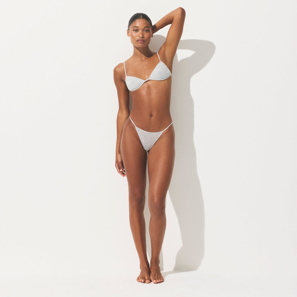 SHEER COTTON STRING THONG | LIGHT HEATHER GREY