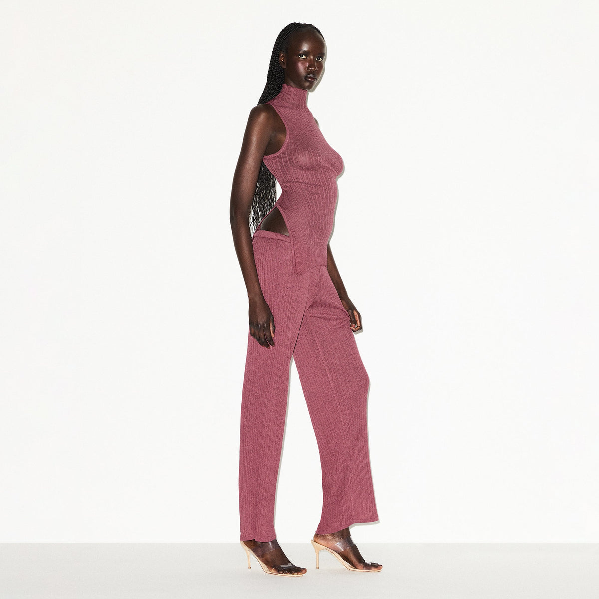 SHEER KNIT MOCK NECK TUNIC | BEET