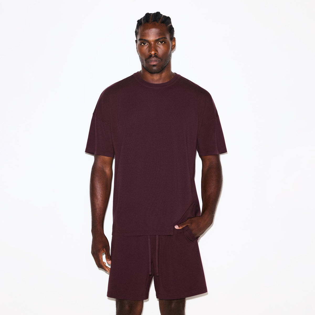 JERSEY LOUNGE MENS OVERSIZED T-SHIRT | CURRANT