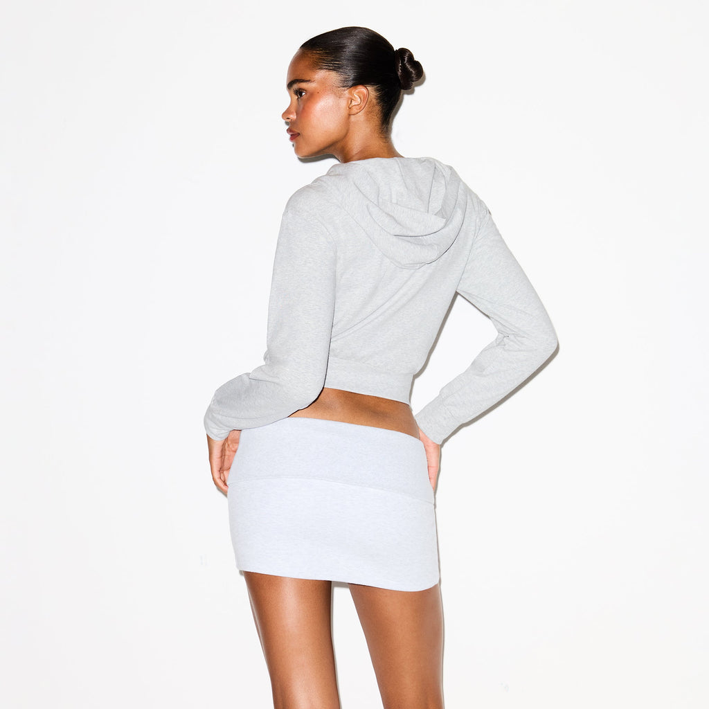 COTTON JERSEY ZIP UP HOODIE | LIGHT HEATHER GREY
